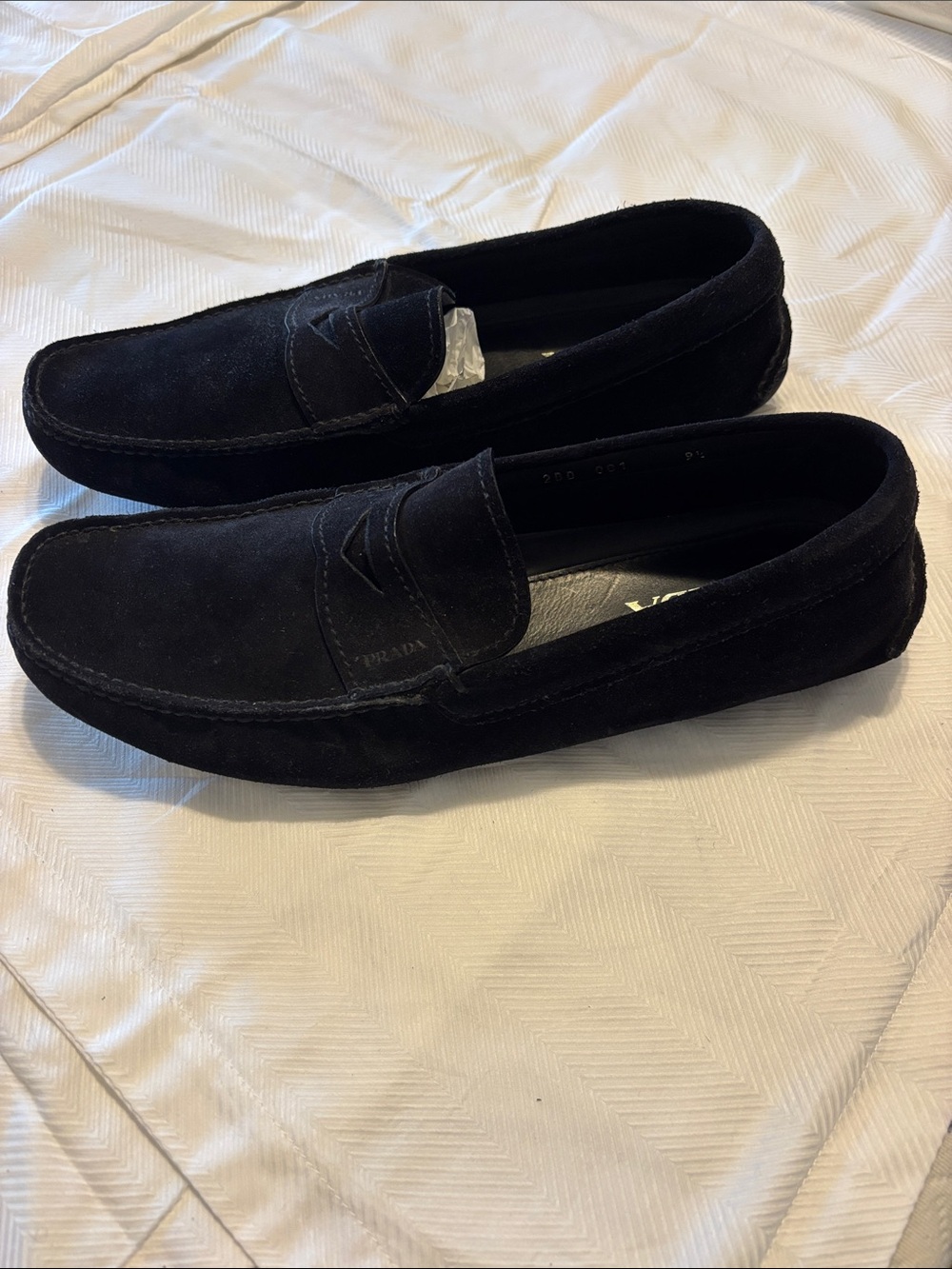 Prada Black Suede Leather Shoes Driving Shoes Loafers Sz 9.5 - Picture 3 of 10